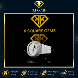 Montre de luxe de haute qualité VVS, quartz automatique analogique, boîtier en acier inoxydable, résistante à l'eau, avec diamants Moissanite, 41 mm, saphir - Product Image 4