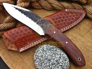 Cuchillo de hoja fija forjado a mano con mango de madera, cuchillo de supervivencia para bushcraft con funda. - Product Image 2