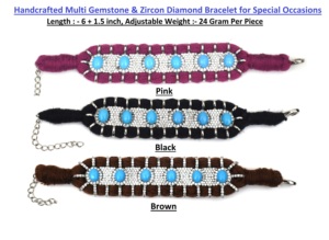 Handcrafted 18K Solid Gold Rhodium Plated Multi <b>Gemstone</b> & Zircon Diamond Trendy <b>Bracelet</b> for Wedding & Party Occasions - Product Image 4