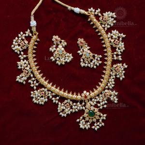 Guttupuslu 18K Gold Plated Luxury Short <b>Bridal</b> <b>Jewelry</b> <b>Set</b> - Product Image 3