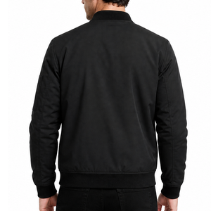 Best selling Men's All Black Bomber <b>Jacket</b> Arm Sleeve Zipper Pocket Solid Black Casual Flight Lightweight <b>Zip</b> <b>Up</b> <b>jacket</b> - Product Image 4