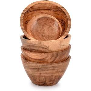 Tazón de Madera Natural al por Mayor |   Juego de Ensaladeras de Madera de Acacia Sólida de Grado Alimenticio |   Frutero Resistente al Calor y Ecológico | Tazón de Madera - Product Image 6