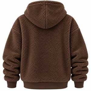 TS Brown <b>Fleece</b> <b>Sherpa</b> Hooded Sweatshirt Oversized Casual Winter Wear Anti-Pilling Knitted Pullover Men's Hoodies & Sweatshirts - Product Image 2