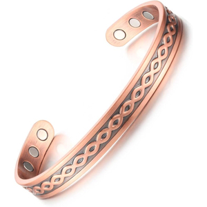 Pulsera de terapia magnética de cobre puro hecha a mano para hombres y mujeres, brazalete abierto ajustable, brazalete curativo Kada para el dolor de artritis - Product Image 3