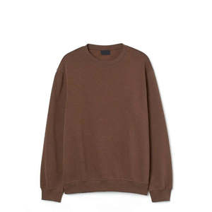 Men's <b>Brown</b> Crew Neck Pullover Sweatshirt Regular Fit Knitted Solid Color Casual Autumn Wear Long Sleeve - Product Image 1