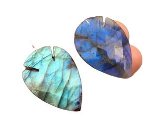 จี้รูปลูกแพร์2ชิ้นสีเงินสเตอริง92.5อัญมณีลาบราดอไรต์ธรรมชาติไฟสีฟ้าแท้ชุบทองขายส่ง - Product Image 1