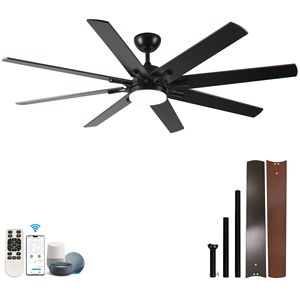 72-Inch <b>Black</b> Modern Indoor/Outdoor <b>Ceiling</b> <b>Fan</b> with 6 Spe Lights and Remote for Kitchen Living Room Patio - Product Image 5