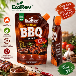EcoRev Original BBQ Sauce 350ml <b>Reusable</b> PP Plastic Spout <b>Pouch</b> Made with Natural Ingredients No Artificial Colors or Flavors - Product Image 4
