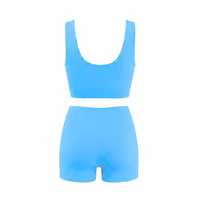 Conjuntos de Yoga Personalizados Azul Cielo para Mujer, 2 Piezas, Ropa Deportiva Transpirable, Bra Deportivo Sin Costuras, Shorts Ligeros Anti-UV