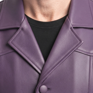 Gilet en cuir PU violet de qualité supérieure pour homme, col rabattu, simple boutonnage, style décontracté, collection automne - Product Image 4