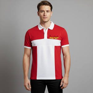 Chemise Homme Haute Qualité Rouge et Blanc Contrasté Col Rabattu Manches Courtes Coupe Classique Décontractée Respirante Coton Oxford TERZO - Product Image 1