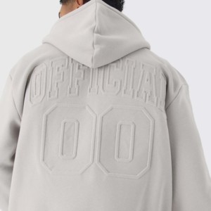 Sudadera con Capucha y Cierre de Cremallera para Hombre, Color Gris Claro, Corte Regular, Felpa de Algodón, Estilo Casual para Otoño, Color Sólido, Cremallera Completa, Bolsillo Frontal - Product Image 4