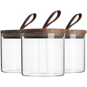 Elegant Glass Jar With Wooden <b>Lid</b> Stylish Design For Home Kitchen Storage Dry Fruits Snacks And <b>Decorative</b> Purpose - Product Image 1