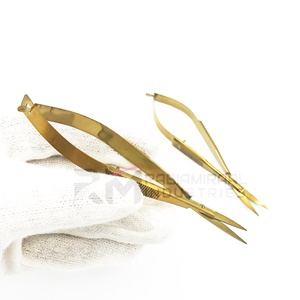 Ciseaux à cils professionnels RMI en acier inoxydable à lame droite, couleur or plasma, emballage PVC personnalisé - Product Image 3