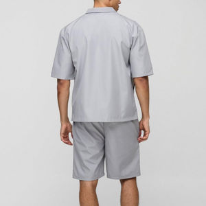 Ensemble chemise et short pour homme en coton 100% - Style décontracté d'été - Logo imprimé personnalisé - Taille plus - Design uni - Ensemble court pour homme - Product Image 3