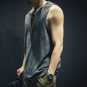 Men Vintage Washed Tank Top Cotton Sleeveless T Shirt Hip Hop Gym Vest Summer Streetwear Wholesale - Product Image 6