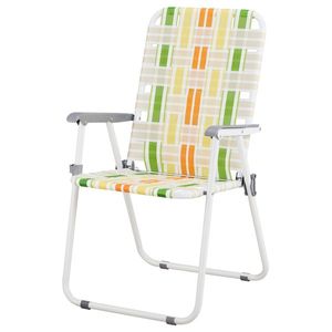 Ensemble de 2 chaises pliantes jaunes et vertes à dossier en toile pour patio extérieur, pelouse, camping, pêche, jardin, bord de piscine, barbecue - Product Image 1