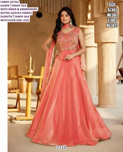 ชุดคุर्ติผ้าไหมแบบดั้งเดิมสำหรับผู้หญิง ยาวคลุมเท้า สำหรับงานปาร์ตี้ดิวาลี Aqua Raas พร้อมคุณสมบัติแห้งเร็ว - Product Image 2