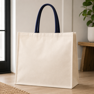 กระเป๋าผ้าแคนวาสเคลือบลามิเนต 300 GSM ขนาด 40x35x16 ซม. สีน้ำเงิน หูหิ้วบุผ้าฝ้าย รับทำโลโก้ตามสั่ง ขายส่ง กระเป๋าช้อปปิ้งสำหรับโปรโมชั่น - Product Image 6
