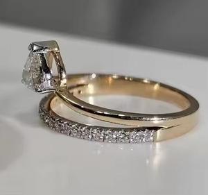 Bague de fiançailles tendance en argent sterling 925, double rangée, sertie de zircons cubiques taille cœur 1 carat couleur D VVS1 - Product Image 4