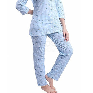 New Arrival Trendy Women Patch Work Lounge Wear Set Long Sleeves Button Down Outfit With Matching Pants <b>For</b> Daily Comfort - Product Image 5