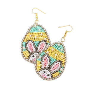 Boucles d'oreilles brodées de perles, accessoires pour la fête de Pâques, boucles d'oreilles brodées en forme d'œuf par MD HANDICRAFTS - Product Image 4