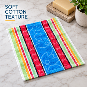 Serviettes de toilette en coton imprimées multicolores |   Serviettes de bain rayées douces et absorbantes pour la salle de bain, la cuisine, le spa, le salon et l'usage quotidien - Product Image 4