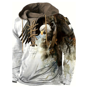 Custom Mens Puff <b>Print</b> <b>Hoodie</b> Screen Printed Graphic Sweatshirt <b>Leopard</b> 3D Printing Heavyweight Fleece Casual Streetwear Hoodies - Product Image 6