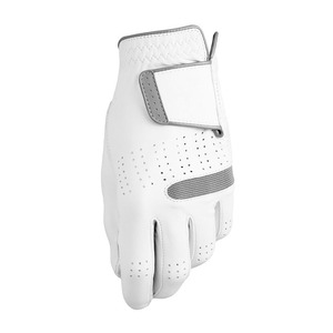 Gant de golf en cuir véritable blanc, main droite, respirant, fermeture auto-agrippante, accessoire de sport unisexe - Product Image 1