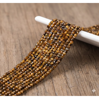 Perles en vrac micro-facettées en œil de tigre naturel de 2 mm de la meilleure qualité pour colliers, bracelets, boucles d'oreilles et bijoux DIY – Vente en gros