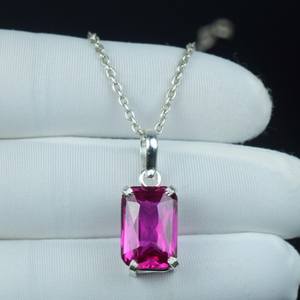 Colgante de zafiro rosa natural, plata de ley 925, collar de cristal curativo hecho a mano, regalo para novia - Product Image 1