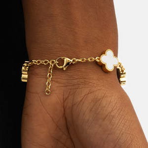 Luxury Clover Moissanite <b>Bracelet</b> 925 Sterling <b>Silver</b> Gold Plated Flower <b>Charm</b> <b>Bracelet</b> For Women - Product Image 2