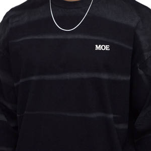 Camiseta de Algodón de Manga Larga con Rayas Lavadas para Hombre, con Logotipo Impreso para Fabricación al por Mayor de Marca Privada OEM - Product Image 3