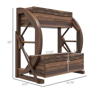 Classic 22\" X 13\" X 22\" Wooden Wagon Planter Box 2-Tier Raised Garden Bed for <b>Vegetables</b> Flowers Herbs Square Flower <b>Pot</b> - Product Image 3