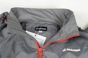 Magna Men's Waterproof Windbreaker Half <b>Zipper</b> <b>Jacket</b> Gray Red Sporty Outdoor Wear Spring Regular Fit Polyester Shell - Product Image 4