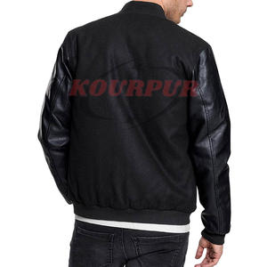 Nouvelle arrivée : veste varsity pour homme avec manches en cuir et poches, fortement recommandée, à prix raisonnable - Product Image 3