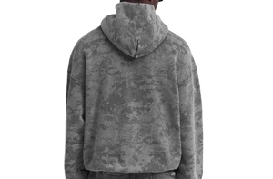 Haut court à capuche vintage délavé à l'acide, orné de perles, brodé, en molleton épais 100 % coton écologique pour l'hiver - Product Image 6