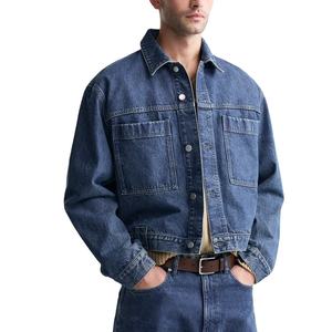 แจ็กเก็ตยีนส์เคลือบสำหรับผู้ชายเสื้อนอกผ้าฝ้ายเข้ารูปสีทึบลำลองสำหรับฤดูหนาวตามสั่ง - Product Image 1