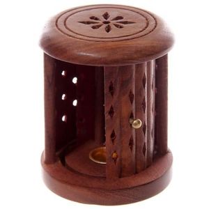 Handcrafted Wooden Bakhoor <b>Burner</b> Hand-Made Sandalwood Incense <b>Burner</b> Geometric Inlay Design Aromatic Holder Religious - Product Image 3