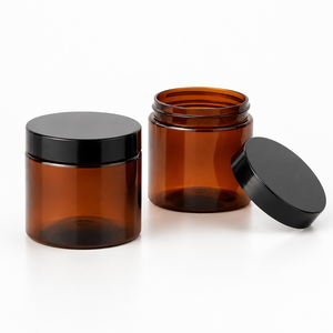 Custom 200ml Amber PET Plastic <b>Jar</b> with Black Screw Lid for Cosmetics Candy <b>Cookies</b> Dry Food Packaging Vietnam Factory - Product Image 3