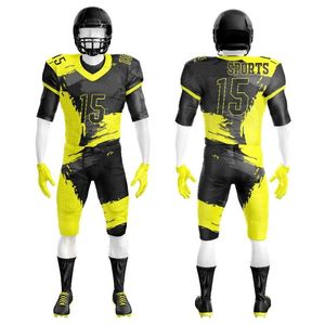 Tenue de football américain sublimée, anti-humidité, ajustée, à manches courtes, pour homme adulte, toutes saisons, jaune et noir - Product Image 1