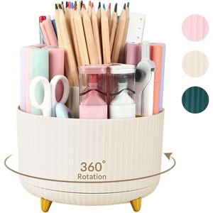 Portapenne e Matite Girevole a 360° in Plastica per Ufficio, Scuola e Casa - Organizzatore per Forniture Artistiche a 5 Scomparti - Product Image 1