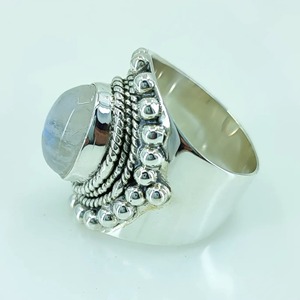 Blue Fire Rainbow Moonstone <b>Ring</b> 925 Sterling <b>Silver</b> Handmade <b>Statement</b> Promise <b>Ring</b> for Women Boho Oval June Birthstone Jewelry - Product Image 2