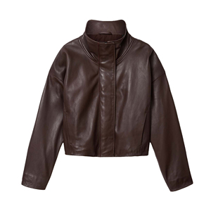<b>Women</b> Classic Genuine <b>Leather</b> Bomber <b>Jacket</b> Ladies Zip-Up Breathable Finished Customized Embroidery Factory Price Wholesale - Product Image 5