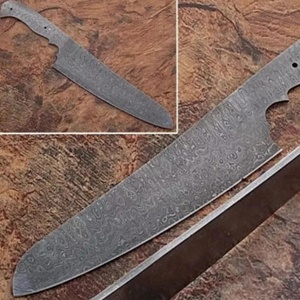Ahmad Fabric Damascus Steel Chef Knife 9-Inch Drop Point Straight <b>Back</b> Bevel Edge 0.5mm Thick Handmade Non-Adjustable Single - Product Image 3