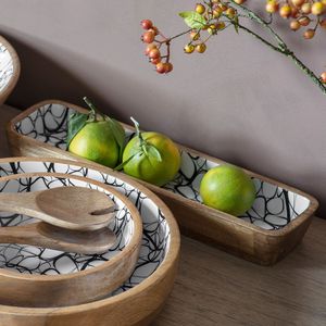 Bol en bois imprimé émail, design moderne, pour salade et fruits, idéal pour mariages et fêtes, prix le plus bas - Product Image 4