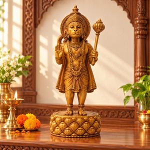 Statue en bois du Dieu hindou Hanuman Ji, Murti en bois de Bajrangbali, Idole de dieu hindou, Décoration de Mandir, Cadeau spirituel pour la maison, Décoration de Puja à domicile - Product Image 1