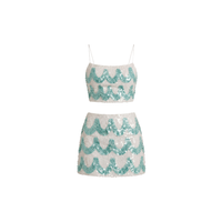 Robe de plage moulante mini à perles personnalisées pour femme, coupe trapèze, avec motif géométrique et ourlet à volants, respirante, vente en gros