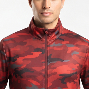 Full Zip Outdoor Track Jacket Men Breathable Sportswear Track Jackets Men's Red <b>Camouflage</b> Zip-Up Racer Jacket - Product Image 4