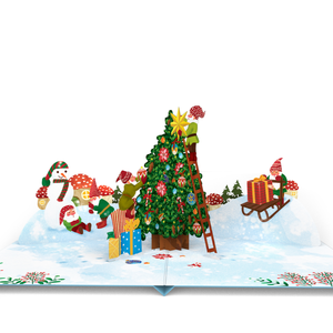 Tarjeta 3D Pop-Up al por Mayor, Decoración de Árbol de Navidad, Tarjeta de Felicitación 3D para las Fiestas de Invierno, Impresión Offset, Fabricante OEM - Product Image 3